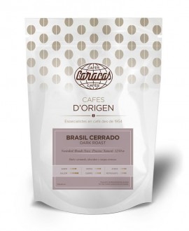 Primer plano de la bolsa de Café Orígenes Brasil Cerrado Dark Roast